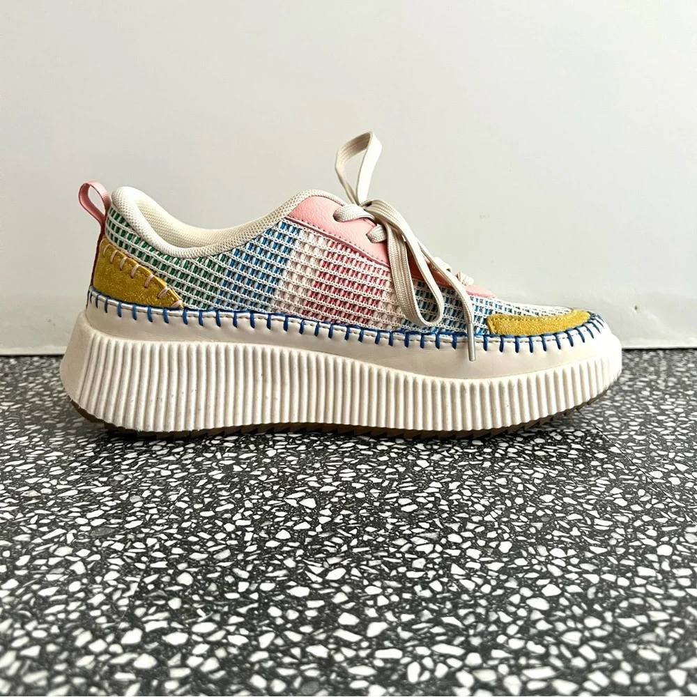 Nicole Miller Multicolor Woven Lace-Up Sneakers Sz 9 - Picture 3 of 5